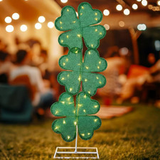 St Patricks Day Shamrock Shape Lights Yard Signs 41 Inch H Pre-Lit Lighted Decor