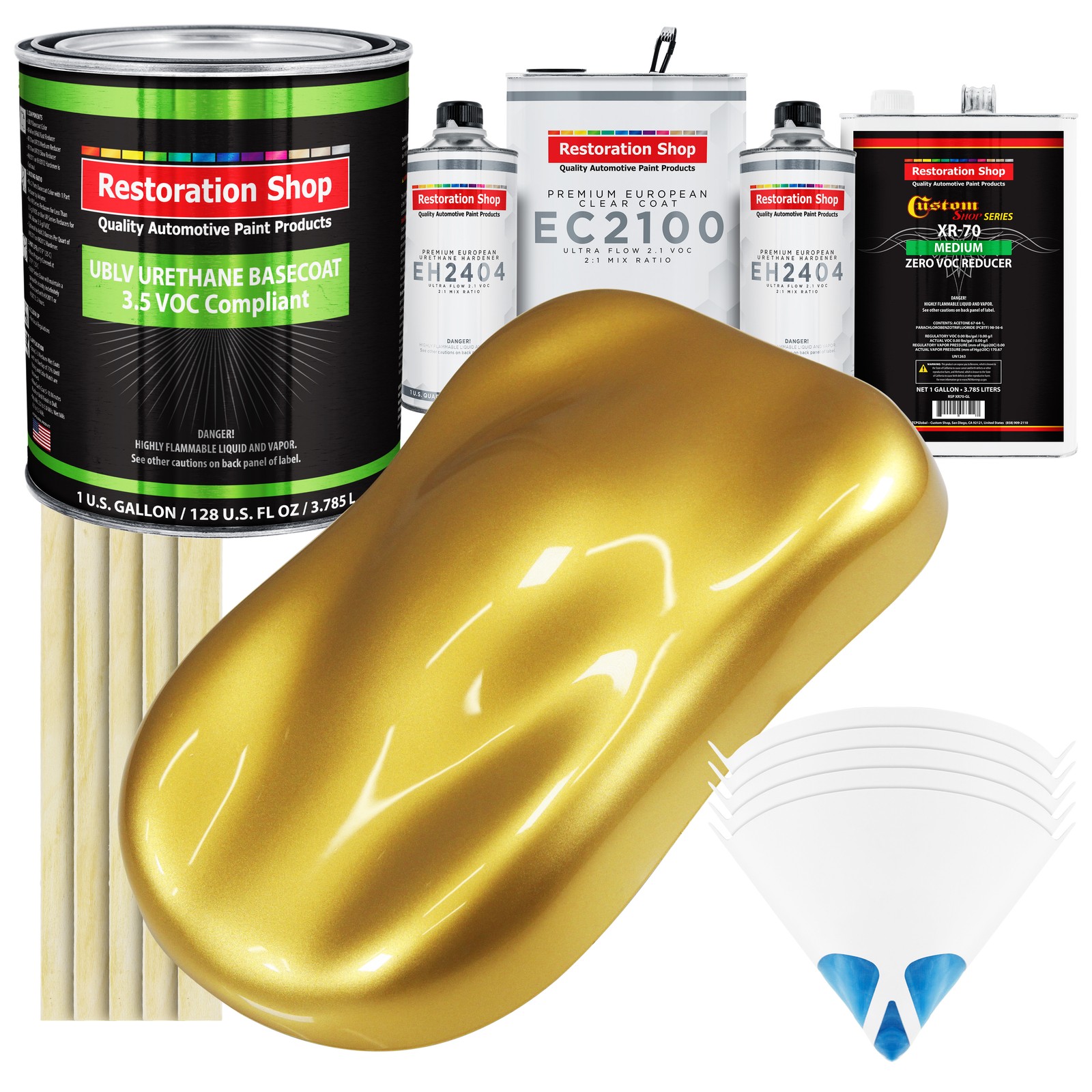 Gold Metallic Low VOC Urethane Paint Gallon Kit with Euro Clear Coat for Anniversaries