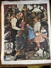 Norman Rockwell "April Fool” Girl with Shopkeeper" Canvas Art Print-1948