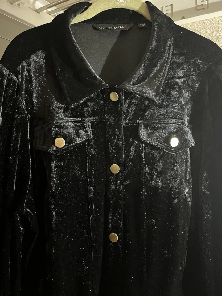 Chaqueta Colleen Lopez Talla Grande 3X Chaqueta Negra Puño Belle Botón Frontal Chaqueta Foto 3 de 4
