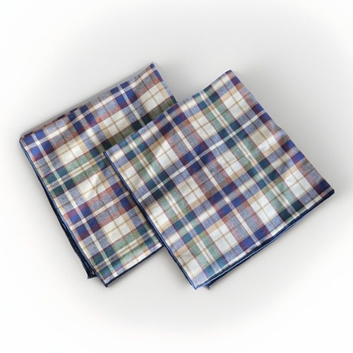 Set of 2 Longaberger Basket Woven Traditions Plaid Fabric Square Napkins New VTG