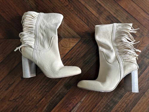 Free People Wild Rose Slouch Boots Size 8 Off White Fringe