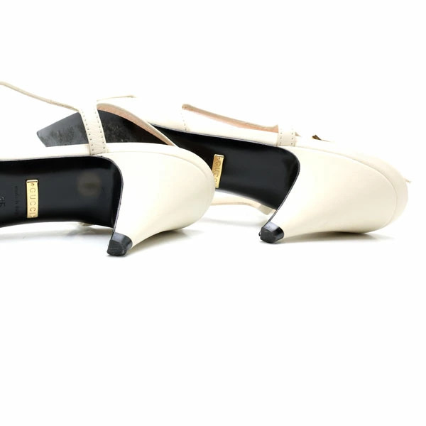 GUCCI Pumps Leather White #35 (approx. JP22.0cm) Slingback Bamboo thumbnail 12