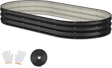 Raised Garden Bed, 8x4x1ft Galvanized Outdoor Planter Beds 8x4x1ft, Black 