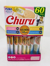 INABA Salmon Churu Cat Treats, Lickable, Squeezable Creamy Pur e Cat Treat with