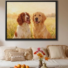 Dog Spaniel Canvas Print Oil Painting Pet Portrait Wall Art Dog Lovers Decor