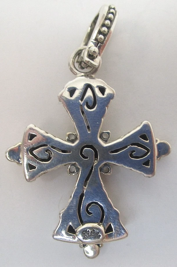 Barbara Bixby Sterling Silver and 18k Yellow Gold Topaz Cross Pendant Enhancer - Image 3 of 4