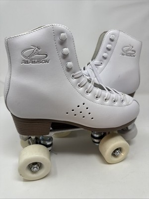 PAPAISON Roller Skates for Women  Leather, White Size: US Women s 8