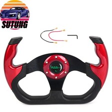 U Shape Flat Dish Drift Racing Steering Wheel 6 Holes With Horn Button Universal