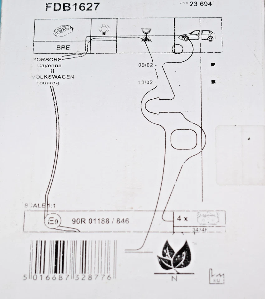 plaquettes de frein arrière FERODO FDB1627 pour VW TOUAREG AUDI Q7 neuf - Photo 2/2