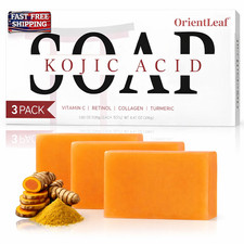 3PC Kojic Acid Soap Dark Spot Whitening Turmeric Skin Bleaching Lightening