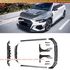 Carbon Fiber Front Bumper Lip Rear Diffuser Side Skirts Kits Fits 22-24 Audi S3 Carbon Fiber Front Bumper Lip Rear Diffuser Side Skirts Kits Fits 22-24 Audi S3