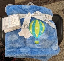 le bebe FAVORITE Hot Air Balloon Clouds Moon Blue Baby Blanket
