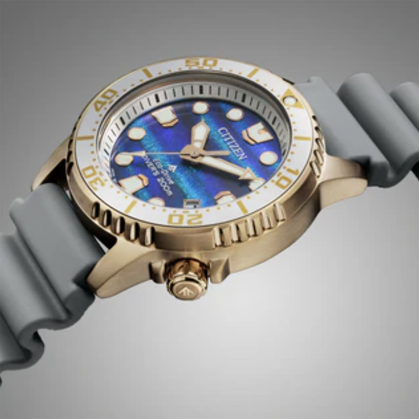 Citizen Promaster Diver Eco Drive Watch Gold Case Pink Silicone EO2023-00A image 5