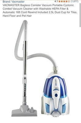 VACMASTER 2.5L Bagless Canister Vacuum
