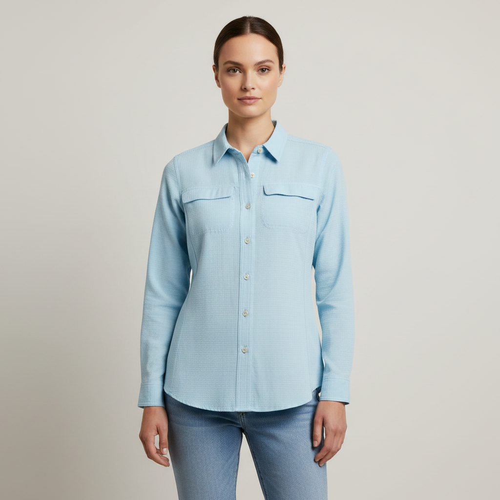 ExOfficio Women’s XS Light Blue Outdoor Shirt Vented Back Hiking Fishing