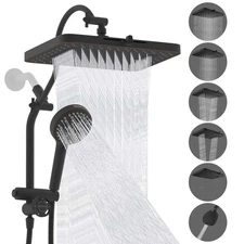 5 Setting Rainfall High Pressure Shower Head Combo with Handheld Spray 71'' Hose