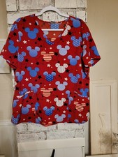 Disney Nurse Scrub Top Mickey Mouse Stars and Stripes XL