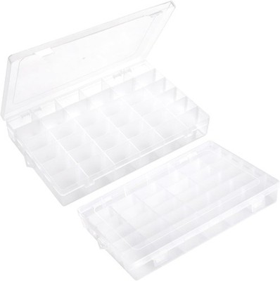 2Pcs Clear Visible Plastic Storage Box Rectangular Storage Box Organizer Box