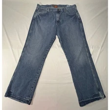 Wrangler Men's Relaxed Bootcut Blue Denim Work Jeans - Size 36x29 *READ*