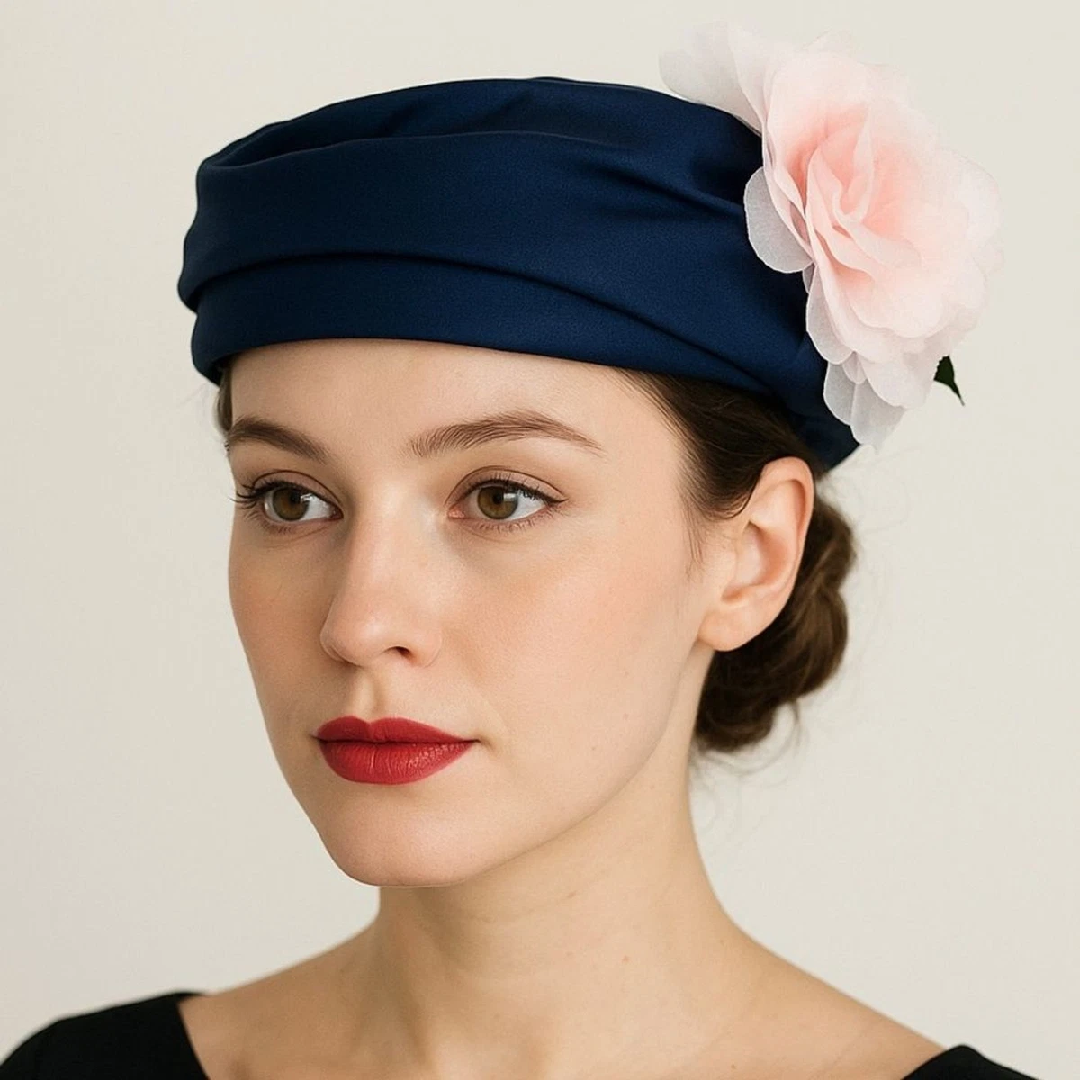Vintage Bloomingdales Navy Blue Metallic Woven Straw Pillbox Hat with Bow Accent Pillbox Blue Straw Vintage Hats for Women for sale | eBay main image 2