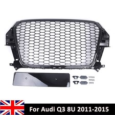 For Audi Q3 8U 2011–2015 Front Grille Gloss Black Honeycomb Grill ABS