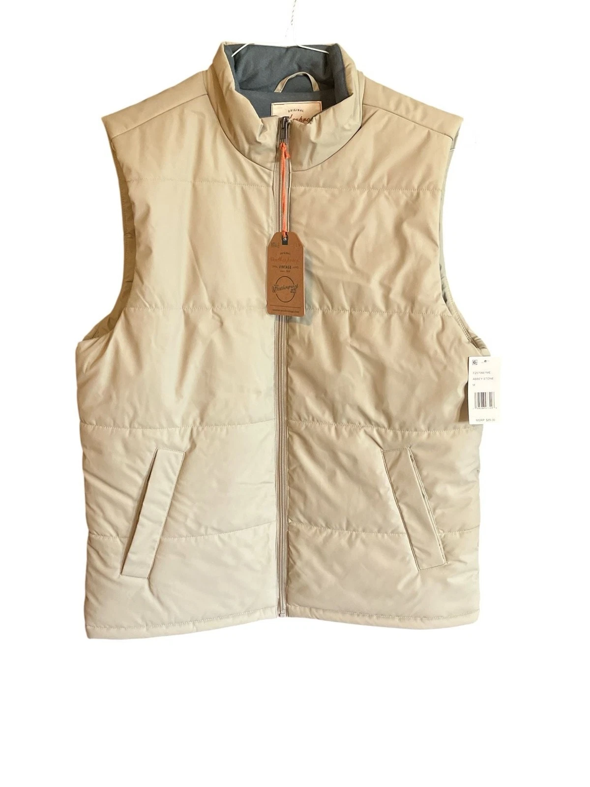 NWT Weatherproof Vintage Matte Coated Shell Puffer Vest in Abbey Stone