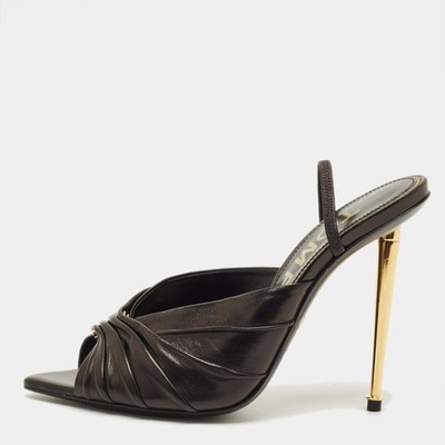 Tom Ford Size 36 Black Leather Ankle Strap Sandals