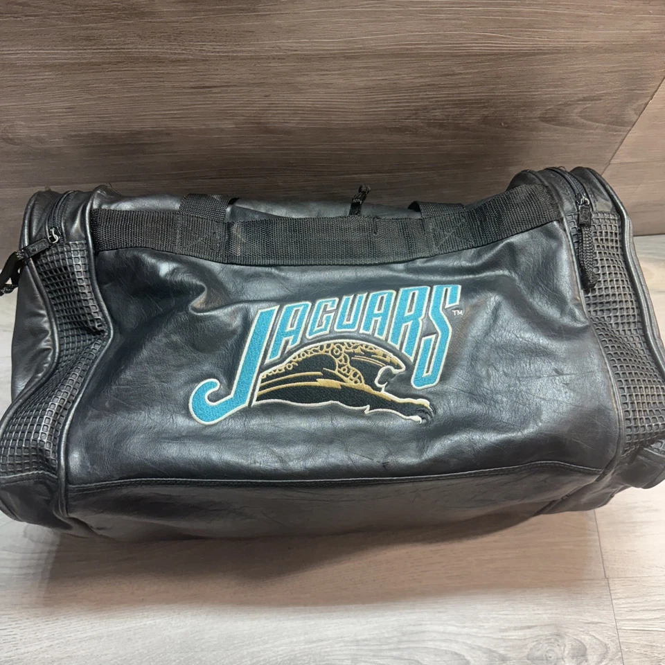 "Bolso de Lona de Colección Jacksonville Jaguars Logo Prohibido Cuero 18"" NFL RARO 1993" Foto 4 de 4