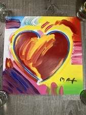 PETER MAX "HEART" Unique Original Painting Hand signed Pop Art