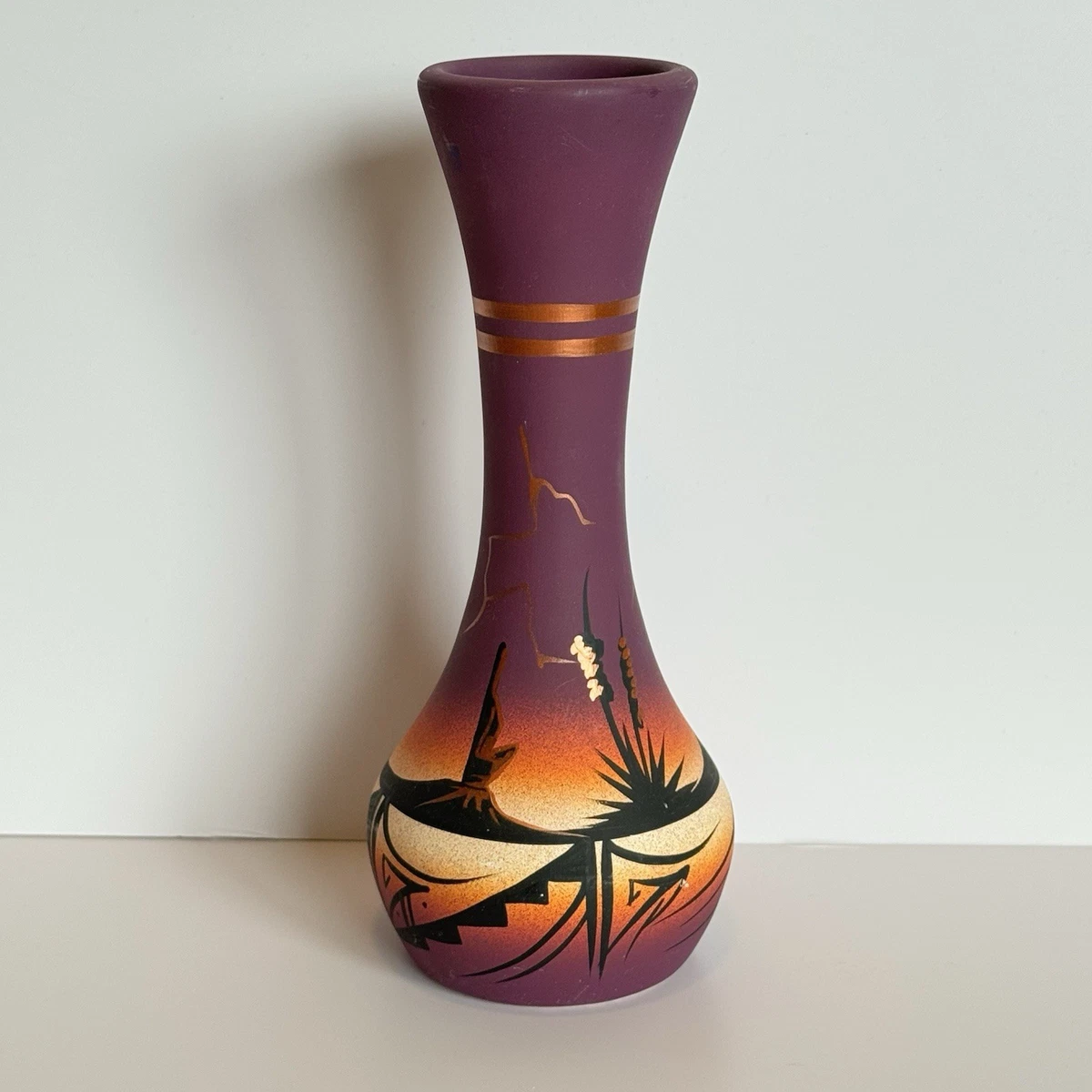 紫色艺术花瓶花瓶| eBay