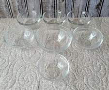 Lot Of 7 Custard Cups Clear Glass