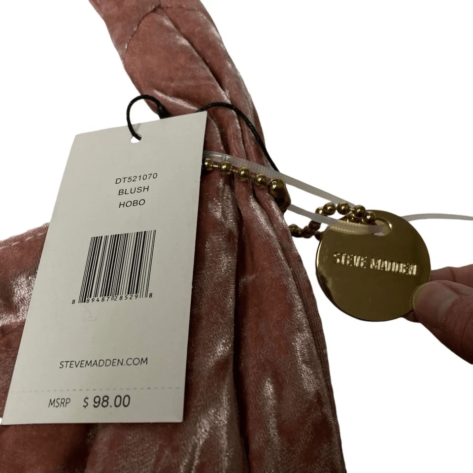 Steve Madden Rosa Terciopelo Aplastado Hobo Bow Bolso de Hombro NUEVO Foto 4 de 4