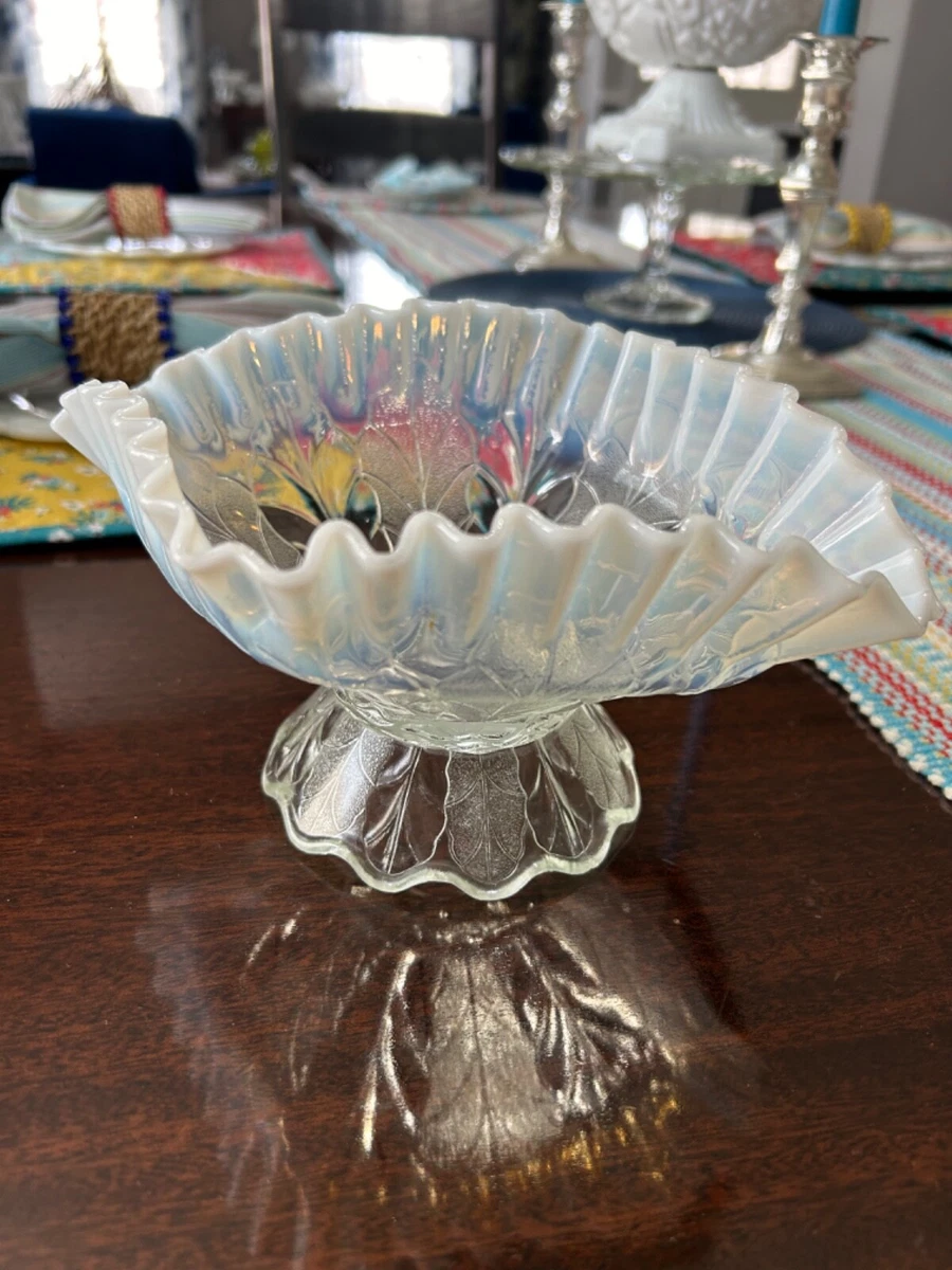 Northwood ホワイトオパルセント　花びら型 ガラスコンポート northwood opalescent products for sale | eBay