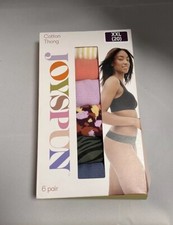 Joyspun Women’s Multicolor 6 Pack Box Cotton Thong Panties Size XXL 20 NEW