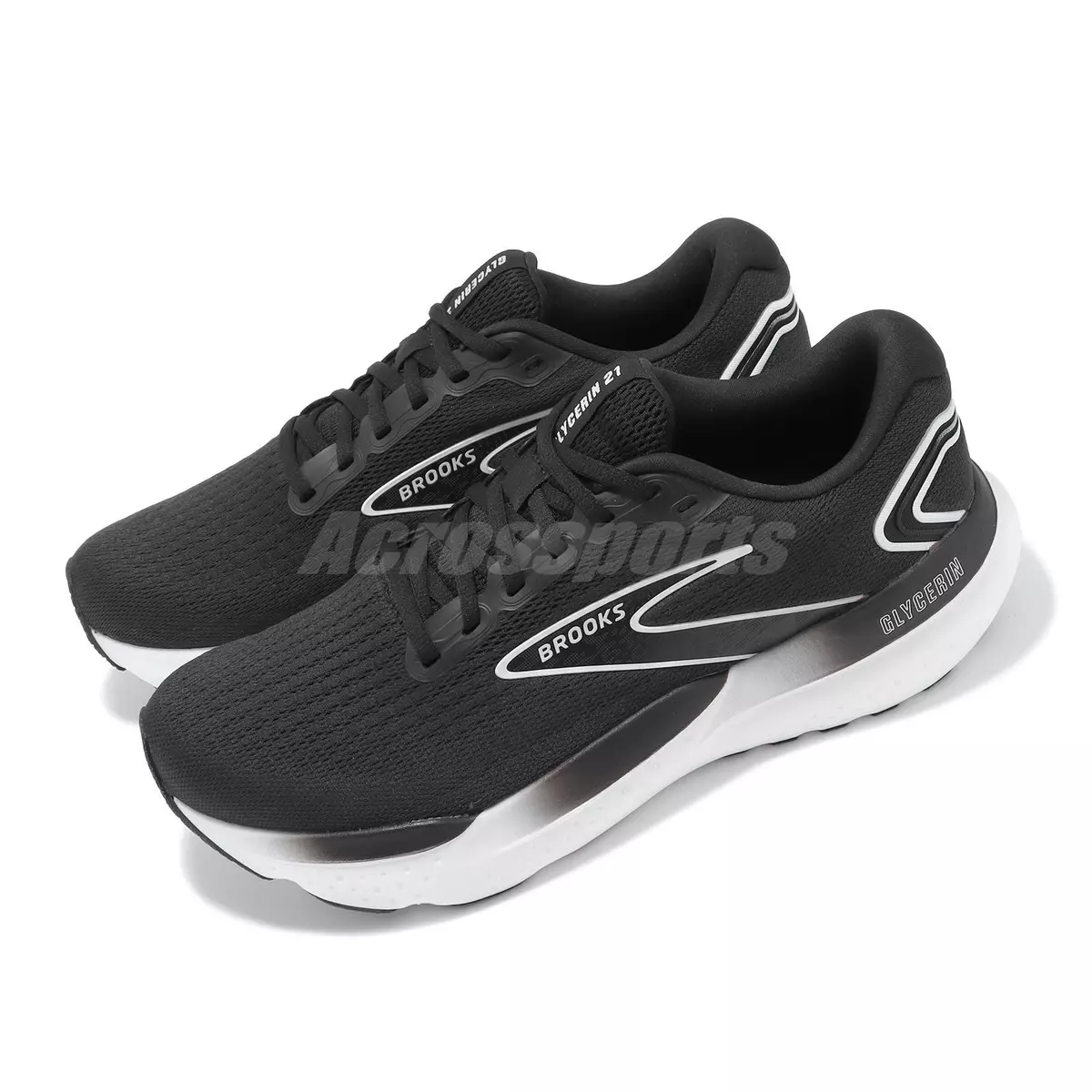 Brooks Glycerin 21 2E Wide Black Grey White Men Road Running Shoes  1104192E-090