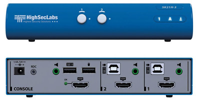 HighSecLabs SK21H-3 Secure 2-Port 4K30 UHD HDMI KVM, Switch SK21H-3 Kramer KVM