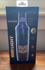 NEW Novelty Blue Beer Bottle BUD LIGHT BLUETOOTH SPEAKER, Charger Anheuser-Busch