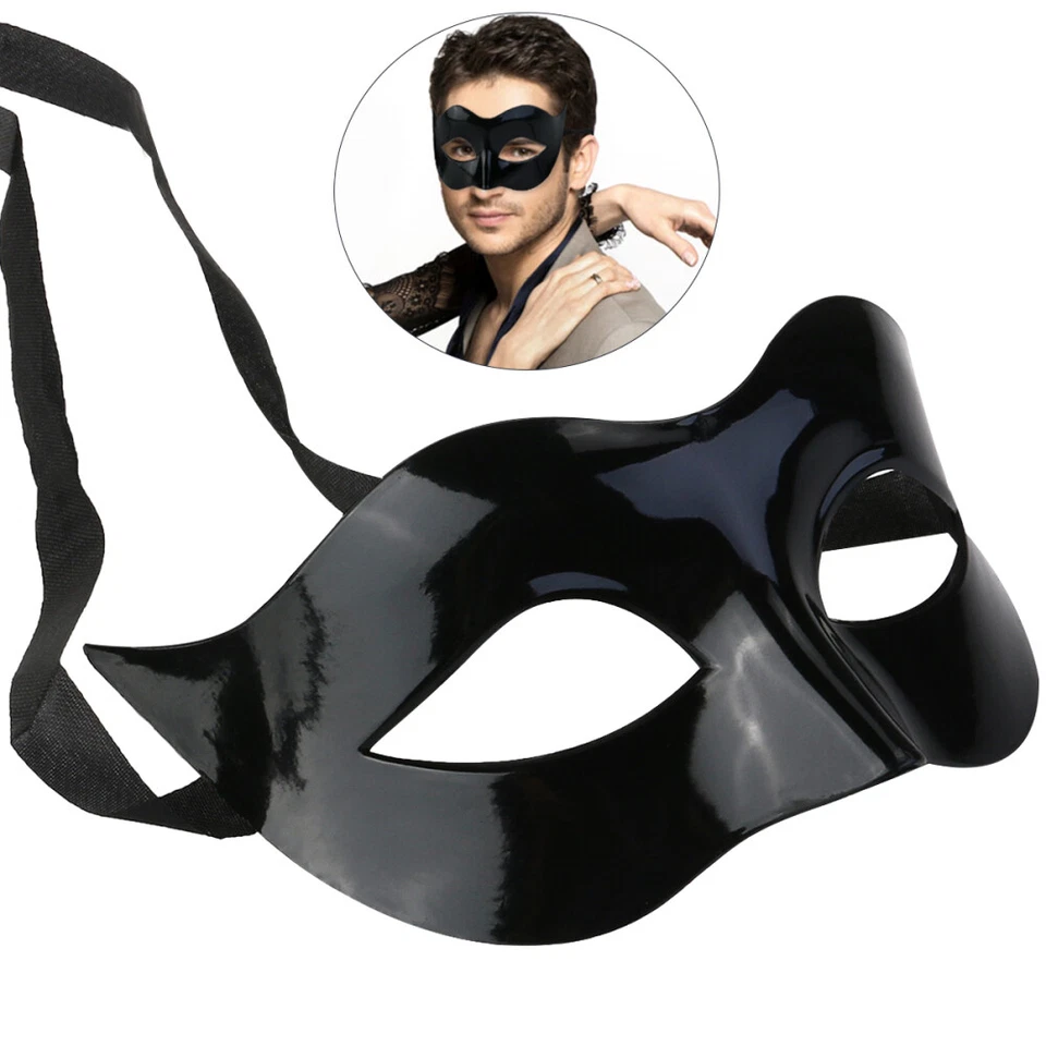 Masquerade Mask Half Face Men Phantom Masquerade Mask Halloween Black Mask - Image 4 of 4