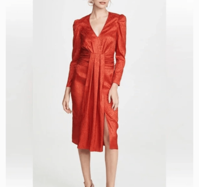 Saylor Farrow V-neck night out long sleeve Flame midi dress | eBay Saylor Farrow V-neck night out long sleeve Flame midi dress | eBay