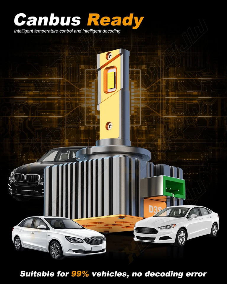 XWQHJW DS3 HID Xenón Faros Repuesto Bombillas Super BLANCO Brillante 2PCS 6000K Foto 3 de 4