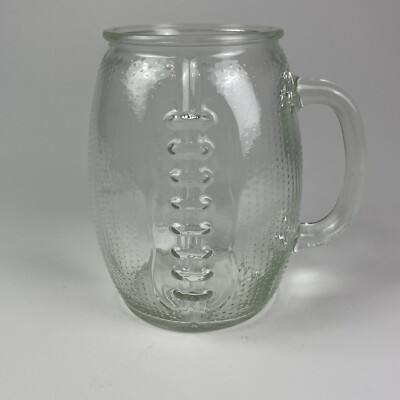 XL Glass Football Beer Mug Giant Tailgate Party Drink Sweet Tea