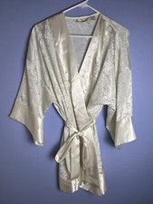 Victoria's Secret GOLD LABEL 1994 Ivory Silky Kimono Robe Paisley Bridal OS