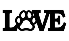 Love with Paw Print Word Cutout Sign, Cute Dog Signs, Wooden Dog Sign, Pet Sign