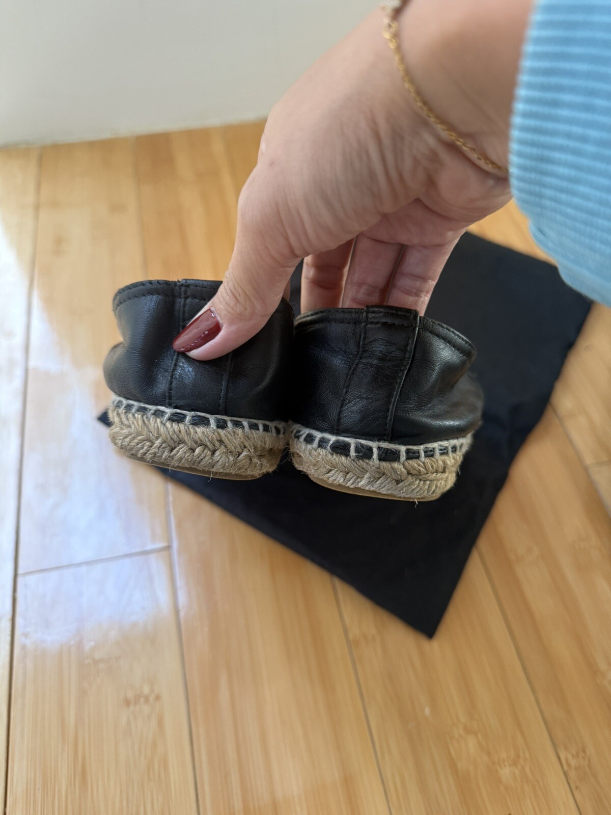 SAINT LAURENT Espadrillas YSL in pelle nera 38 5 usate. Con scatola e sacchetto antipolvere