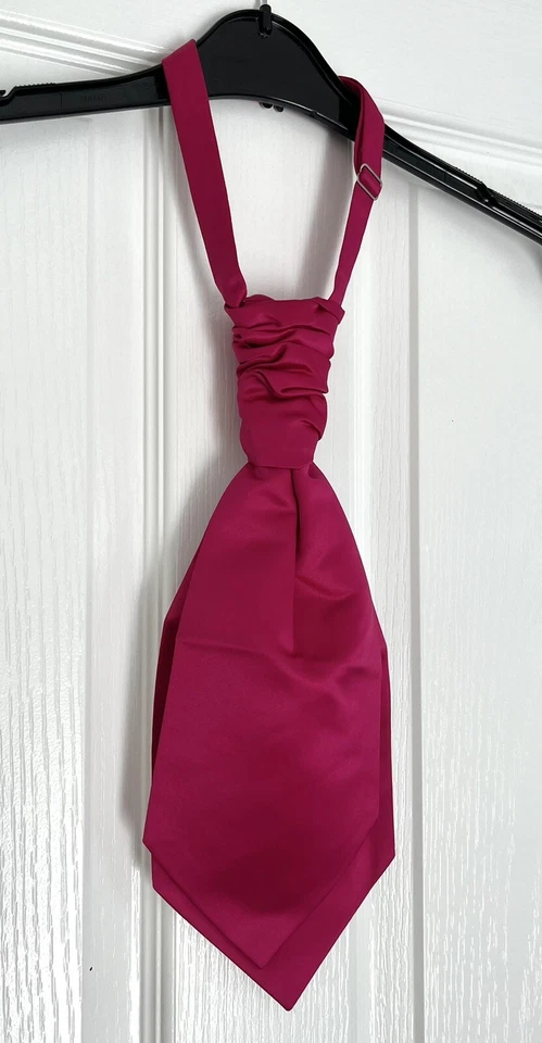 Gravata de cetim alfaiate formal pré-amarrado colarinho ajustável tamanho casamento rosa quente muito bom estado! - Imagem 2 de 4
