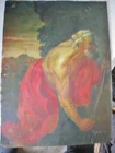 VINTAGE RETABLO ON TIN PROPHET ELIJAH SIGNED ''MORO'' 1960'S