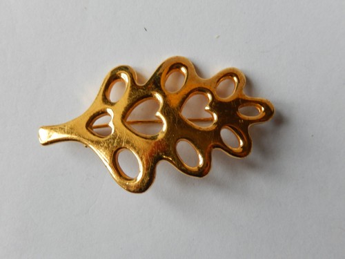 Broche Signée Inès De La Fressange – Couleur Or, Motif Feuille, En Très Bon état D’occasion