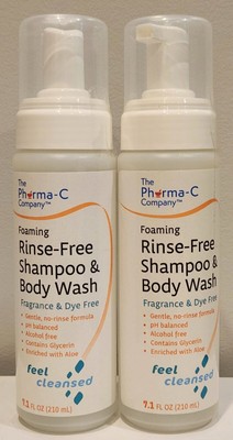 Lot of 2 The Pharma-C Company Foaming Rinse Free Shampoo & Body Wash, 7.1 Oz