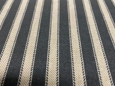 Harlow Ticking Stripe Black Beige Curtain Roman Blind Upholstery Fabric